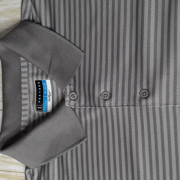 PGA Tour Air Flux Men's Polo Shirt XL  Gray Stripe Style PR4755 - Picture 7 of 12
